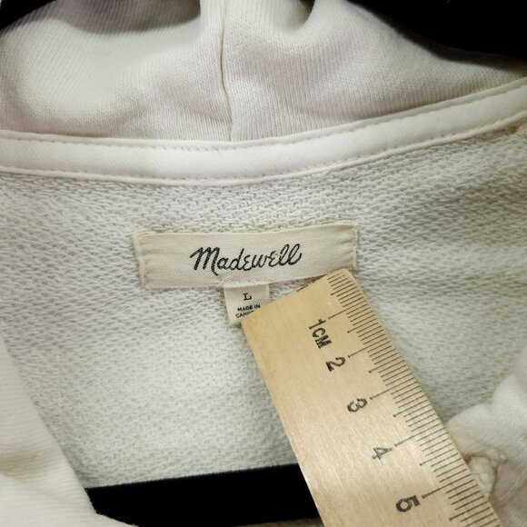 Madewell Hooded Cocoon Sweatshirt Size Large Relaxed Dolman Sleeve Ivory - Picture 8 of 14